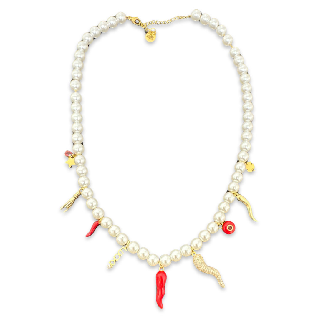 Collana cornetti portafortuna perle – KBJewels555