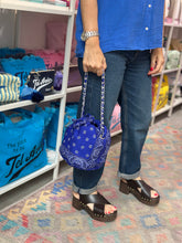 Load image into Gallery viewer, Bandana mini bucket bag medium blue