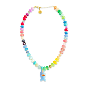 Short beads necklace with lucky fish multicolored