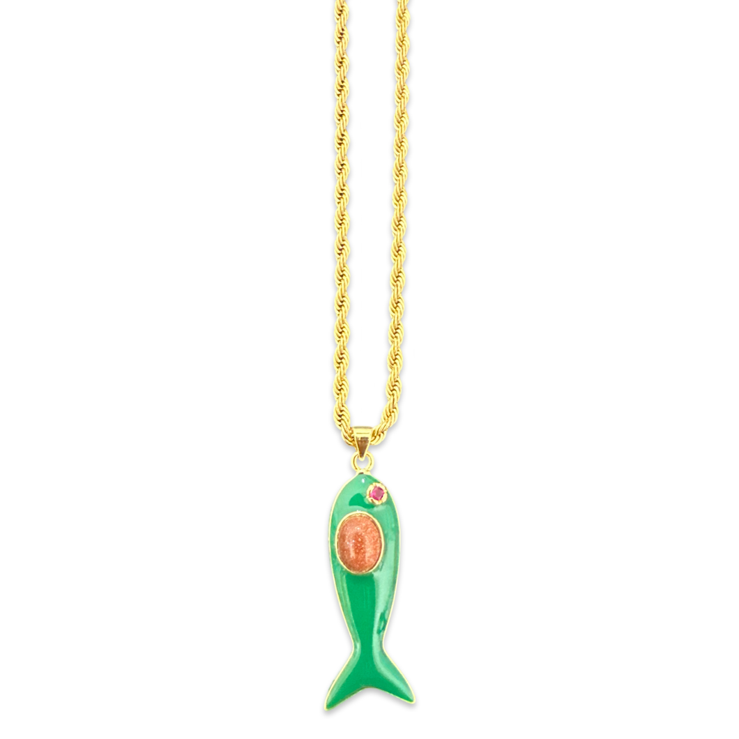 Lucky fish Necklace green