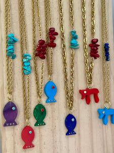 Amalfi lucky fish necklace turquoise