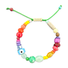 Load image into Gallery viewer, Rainbow beads evil eye bracelet