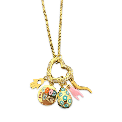 Necklace lucky charms heart lock