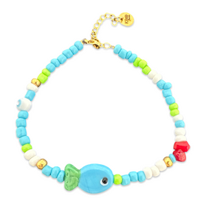 Lucky fish anklet blue