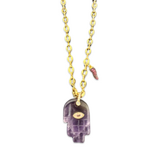 Load image into Gallery viewer, Necklace lucky hamsa Amethist