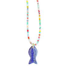 Load image into Gallery viewer, Colorful lucky fish necklace blue