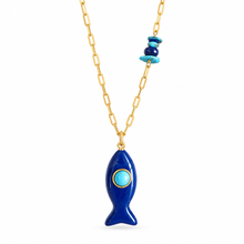 Load image into Gallery viewer, Capri fish necklace medium blue