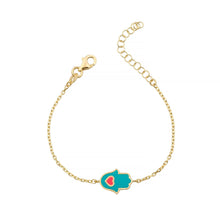 Load image into Gallery viewer, Lucky small Hamsa bracelet turquoise