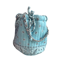Load image into Gallery viewer, Bandana mini bucket bag baby blue