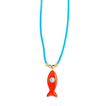 Load image into Gallery viewer, Capri fish lace necklace red coral