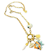 Load image into Gallery viewer, Necklace lucky charms fish turquoise pendant