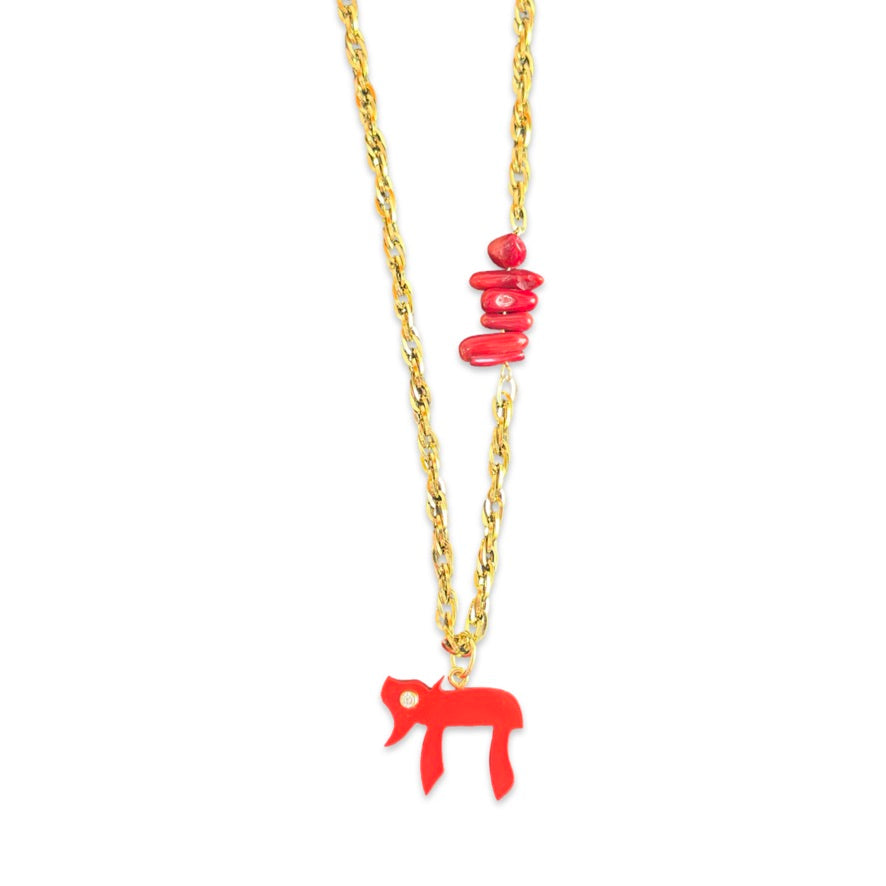 Amalfi Lucky חי CHAI necklace red coral
