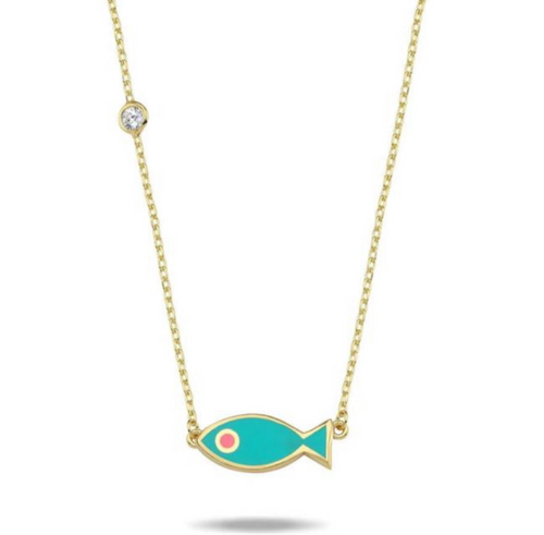 Lucky fish necklace turquoise