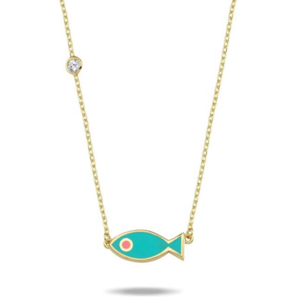 Lucky fish necklace turquoise