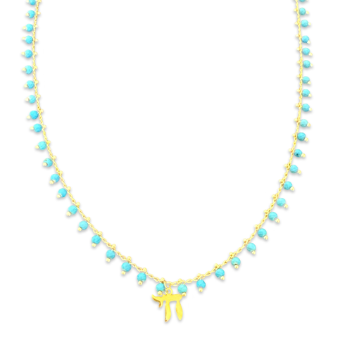 Lucky חי chain beads necklace turquoise