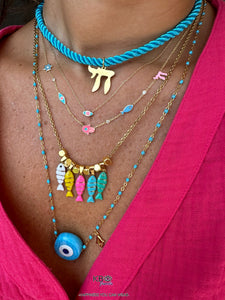 Necklace lucky eye Santorini turquoise