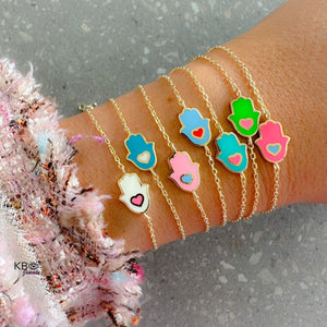 Lucky small Hamsa bracelet pink