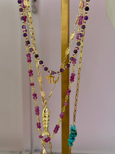 Necklace lucky fish purple