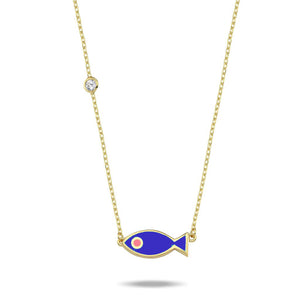 Lucky fish necklace blue