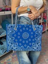 Load image into Gallery viewer, Bandana book bag medium blue