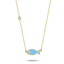 Load image into Gallery viewer, Lucky fish necklace baby blue