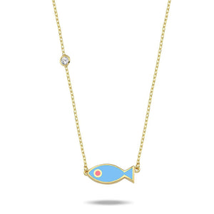 Lucky fish necklace baby blue