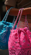 Load image into Gallery viewer, Bandana bucket bag turquoise blue
