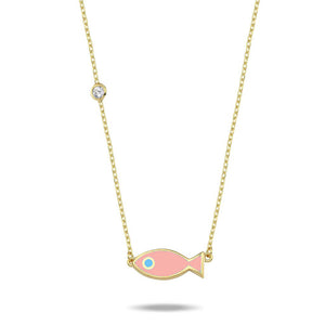 Lucky fish necklace pink