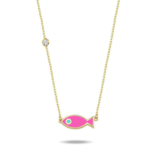 Lucky fish necklace fuxia