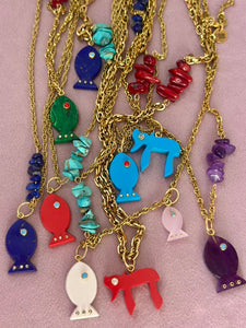 Amalfi lucky fish necklace turquoise