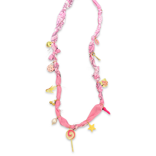 Bandana Necklace lucky charms pink