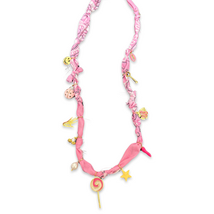 Bandana Necklace lucky charms pink