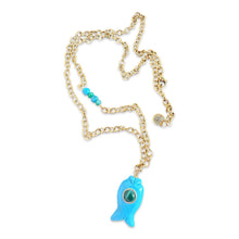 Load image into Gallery viewer, Capri fish necklace small turquoise