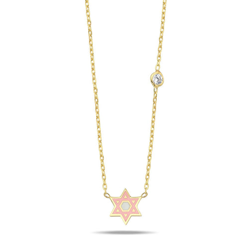 Maghen David necklace mini baby pink