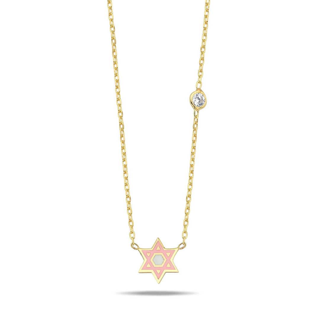 Maghen David necklace mini baby pink