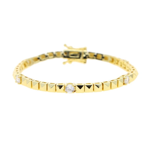Tennis spikes bracelet gold
