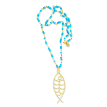 Load image into Gallery viewer, Lucky giant fish beads necklace turquoise