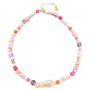 Lucky fish beads necklace pink
