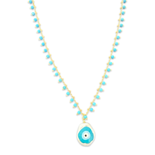 Load image into Gallery viewer, Lucky eye chain beads necklace turquoise