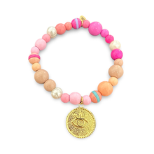 Load image into Gallery viewer, Colorful beads bracelet eye pink