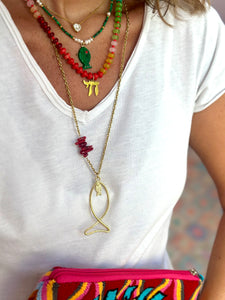 Amalfi lucky fish necklace green
