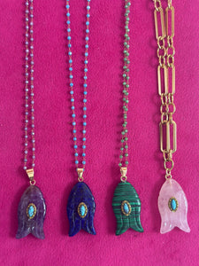 Necklace lucky fish blue