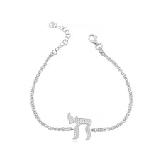 Load image into Gallery viewer, Lucky חי HAI bracelet diam silver