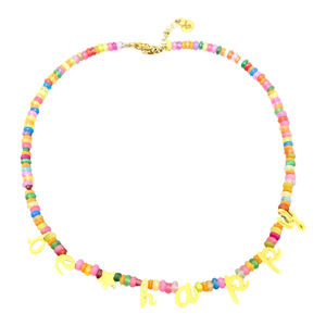 Lucky BE HAPPY beads necklace rainbow