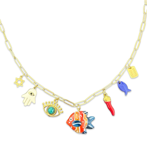 Necklace lucky charms fish red