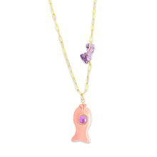 Load image into Gallery viewer, Capri fish necklace small pink coral