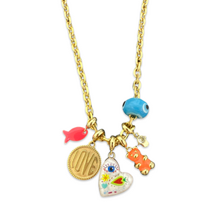 Necklace mixed lucky charms rainbow