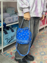 Load image into Gallery viewer, Bandana mini bucket bag blue