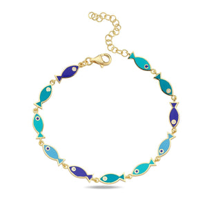 Bracciale pesci portafortuna blu