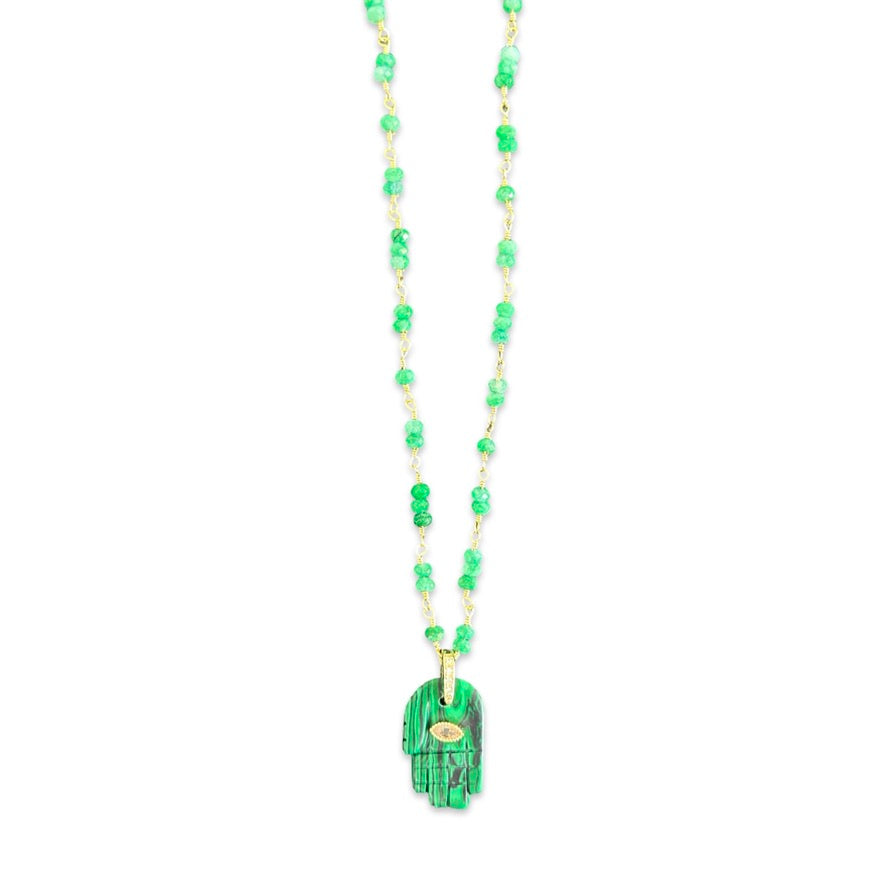 Necklace lucky hamsa Green